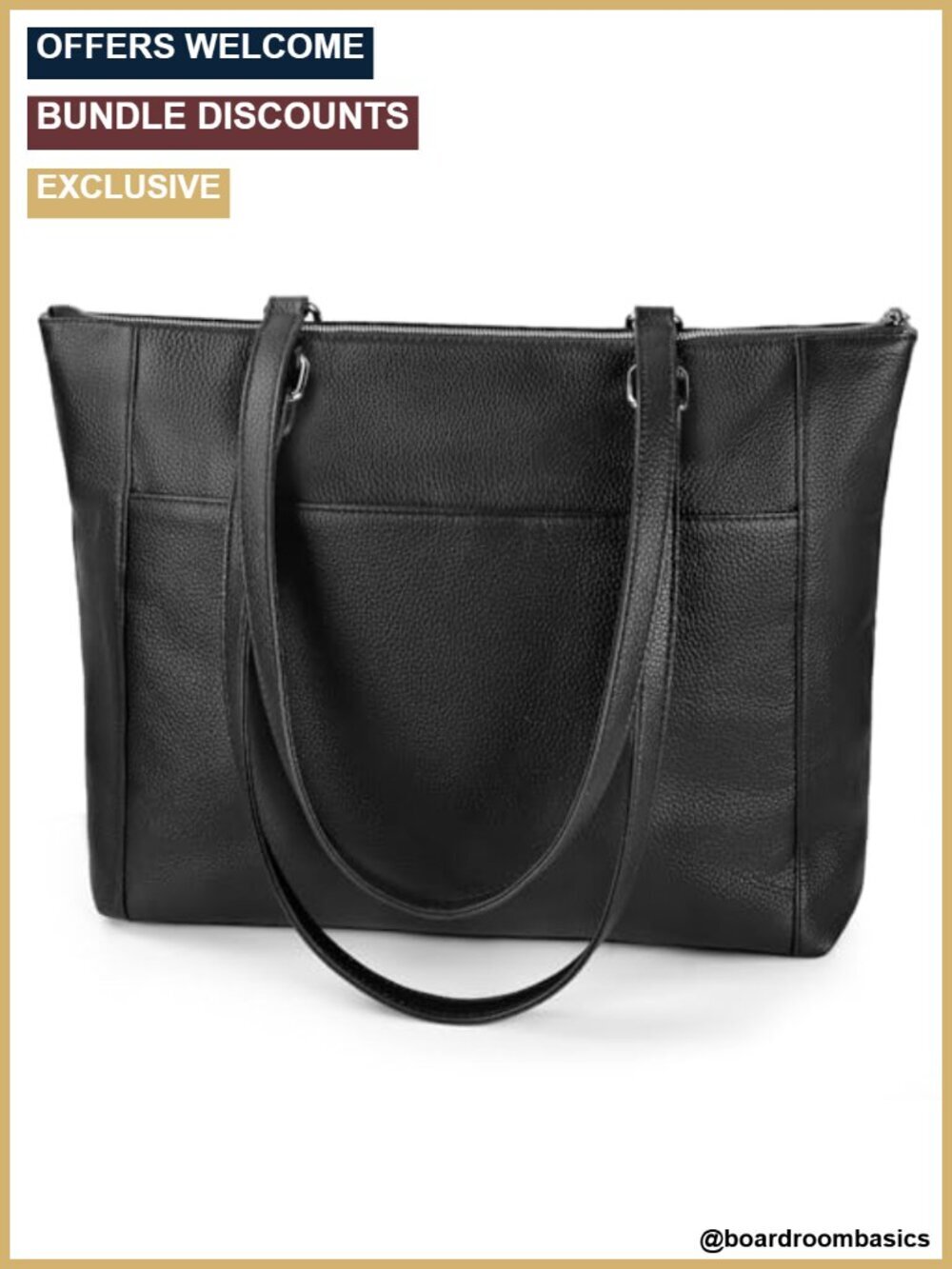 Genuine Leather Tote Bag for Work, Large Laptop Satchel Handbag